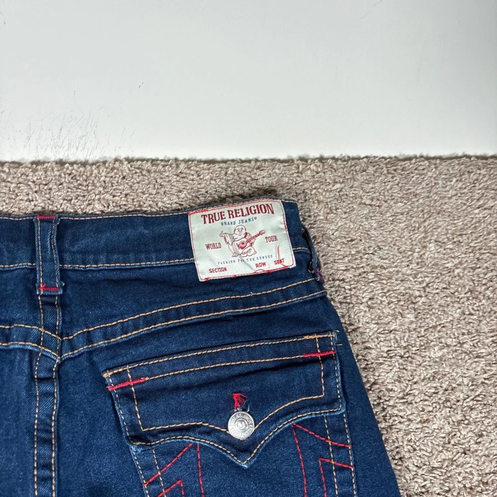 True Religion Rocco Relaxed Skinny Jeans Flap Pocket Stitch Mens 34 x 31